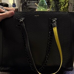 Aldo Black Tote with Yellow Accent